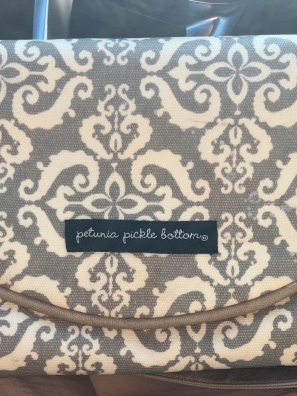 Petunia Pickle Bottom Gray & White Patterned Clutch with Strap